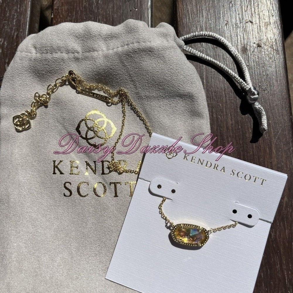 ✨New Kendra Scott Elisa Gold Plated Pendant Necklace In Dichroic Glass✨🦄